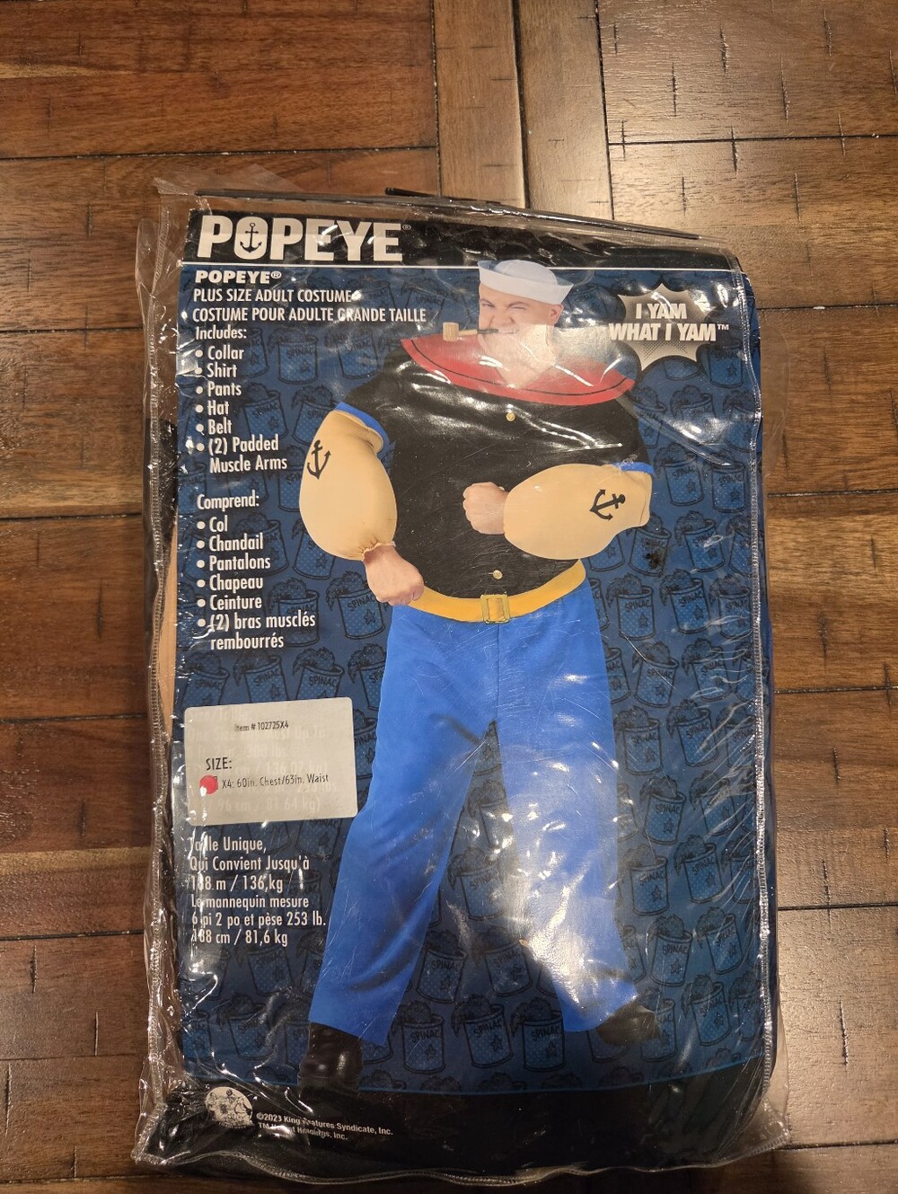 Mens Plus Size Popeye Costume - 4XL